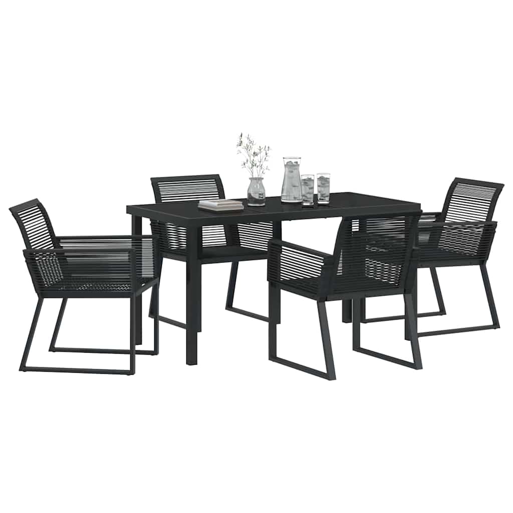 vidaXL Garden Dining Set 5 pcs Black Powder-Coated Steel