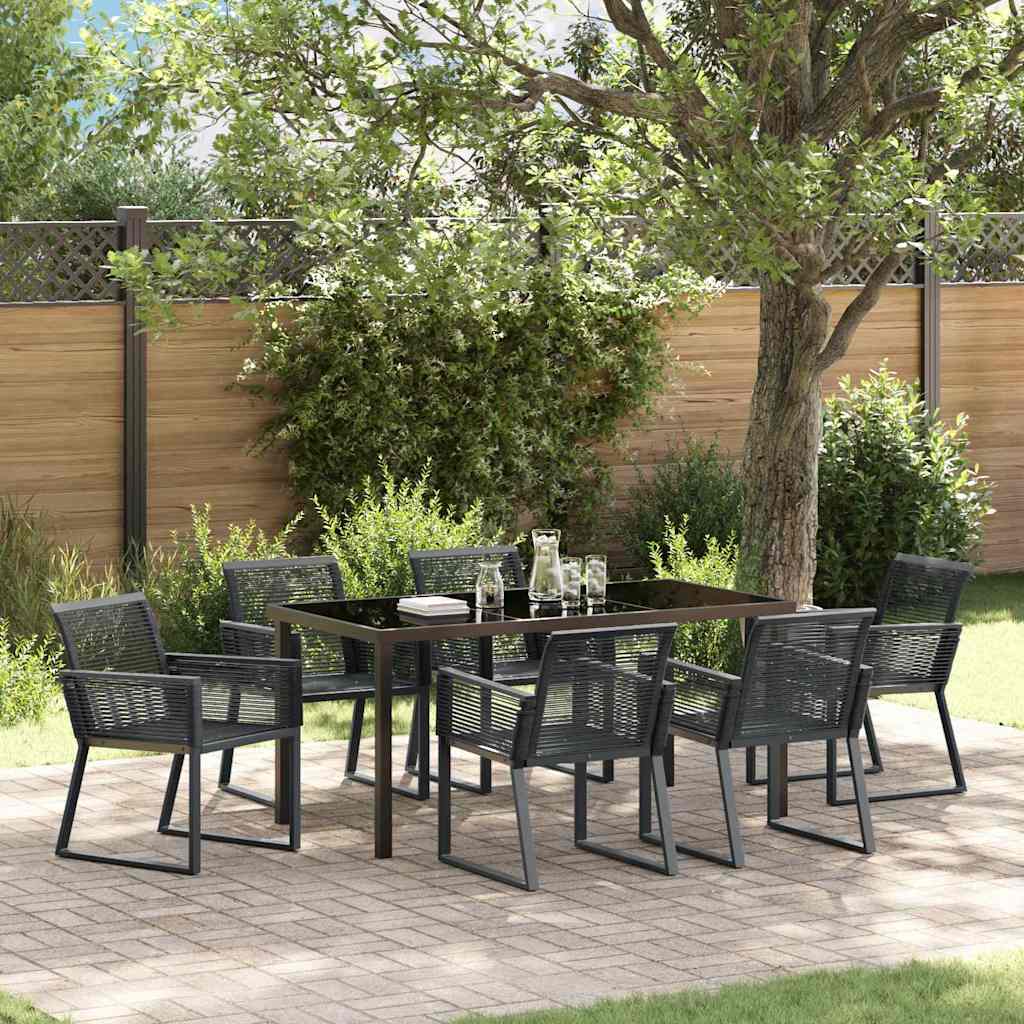 vidaXL Garden Dining Set 7 pcs Black Powder-Coated Steel