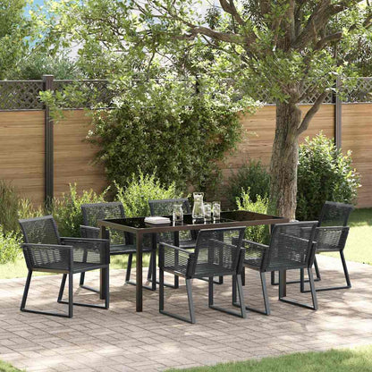 vidaXL Garden Dining Set 7 pcs Black Powder-Coated Steel