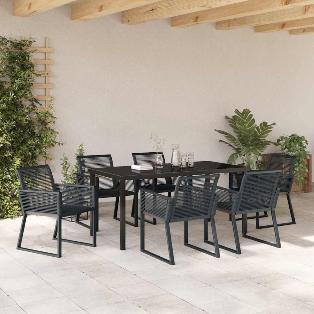 vidaXL Garden Dining Set 7 pcs Black Powder-Coated Steel