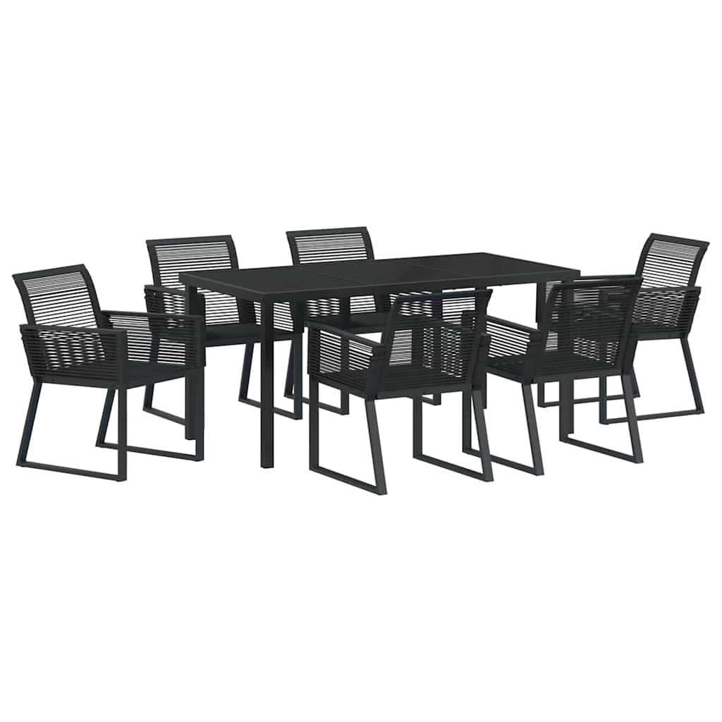 vidaXL Garden Dining Set 7 pcs Black Powder-Coated Steel