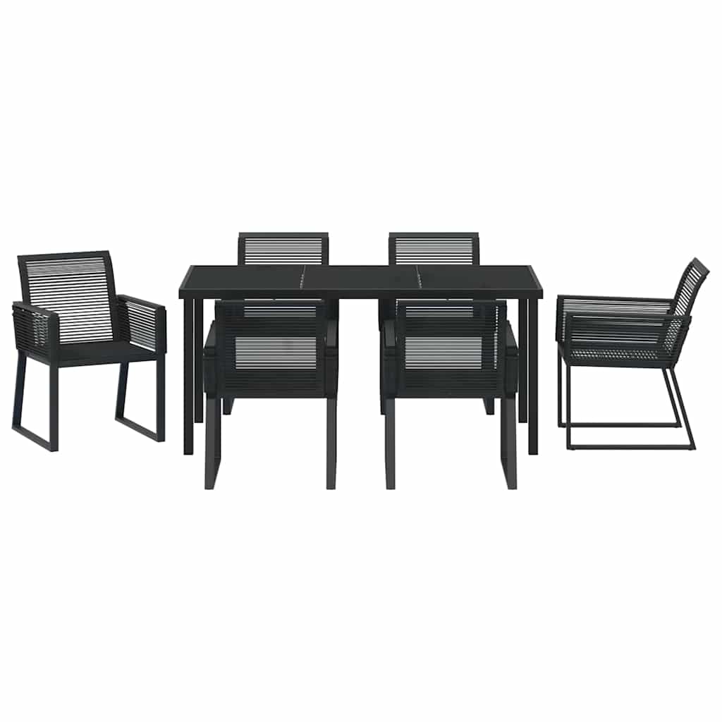 vidaXL Garden Dining Set 7 pcs Black Powder-Coated Steel