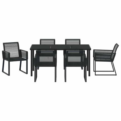 vidaXL Garden Dining Set 7 pcs Black Powder-Coated Steel
