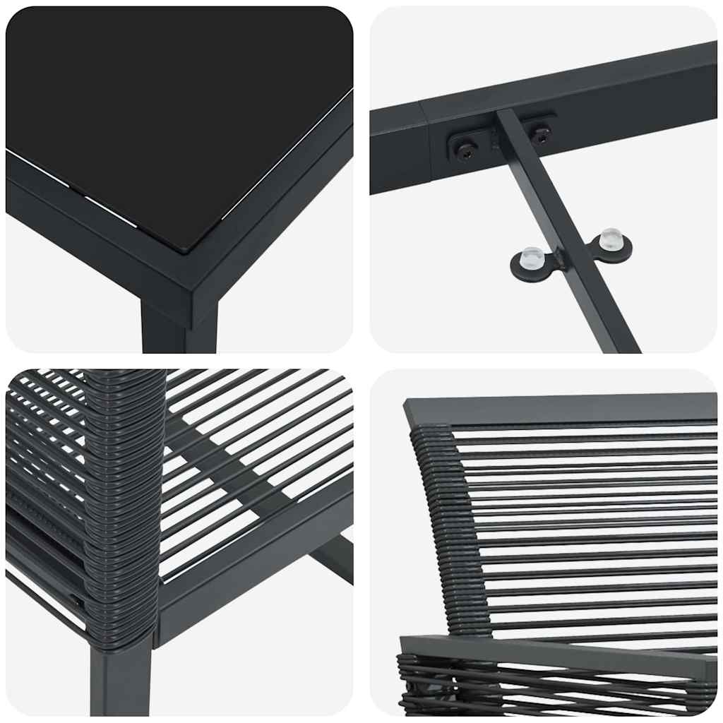 vidaXL Garden Dining Set 7 pcs Black Powder-Coated Steel