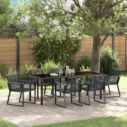 vidaXL Garden Dining Set 7 pcs Black Powder-Coated Steel