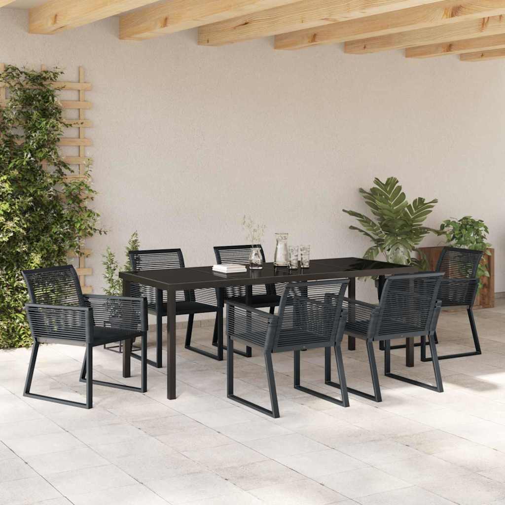 vidaXL Garden Dining Set 7 pcs Black Powder-Coated Steel