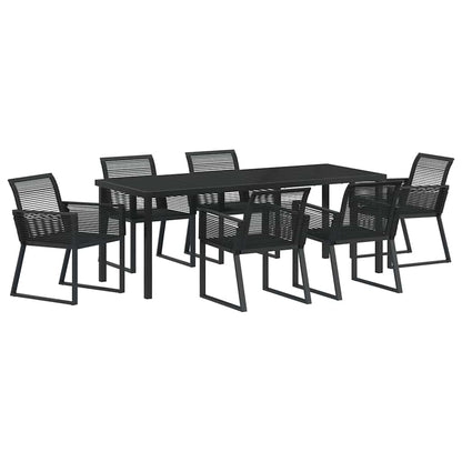 vidaXL Garden Dining Set 7 pcs Black Powder-Coated Steel