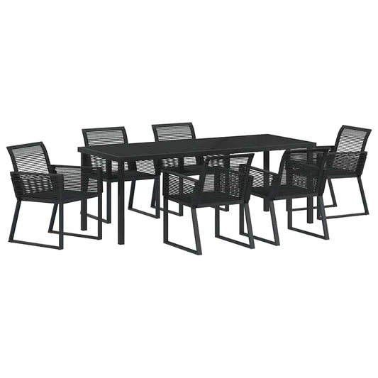 vidaXL Garden Dining Set 7 pcs Black Powder-Coated Steel