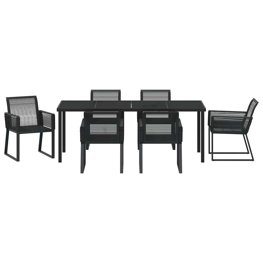 vidaXL Garden Dining Set 7 pcs Black Powder-Coated Steel