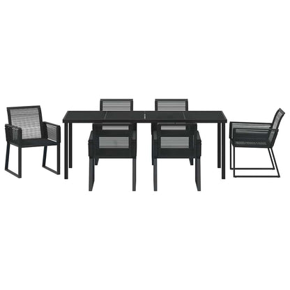 vidaXL Garden Dining Set 7 pcs Black Powder-Coated Steel