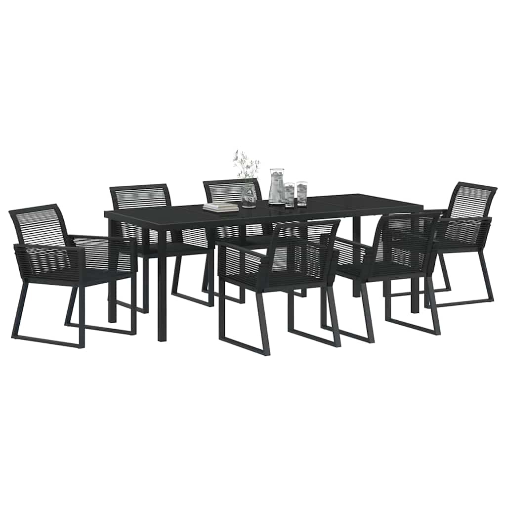 vidaXL Garden Dining Set 7 pcs Black Powder-Coated Steel