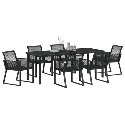 vidaXL Garden Dining Set 7 pcs Black Powder-Coated Steel
