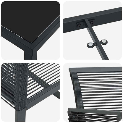 vidaXL Garden Dining Set 9 pcs Black Powder-Coated Steel
