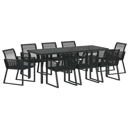 vidaXL Garden Dining Set 9 pcs Black Powder-Coated Steel