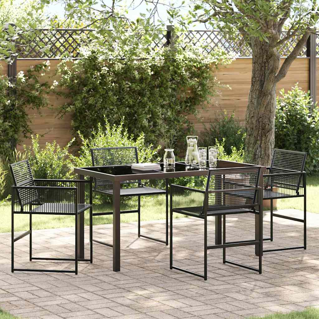 vidaXL Garden Dining Set 5 pcs Black Poly Rattan