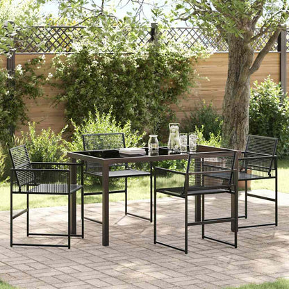 vidaXL Garden Dining Set 5 pcs Black Poly Rattan