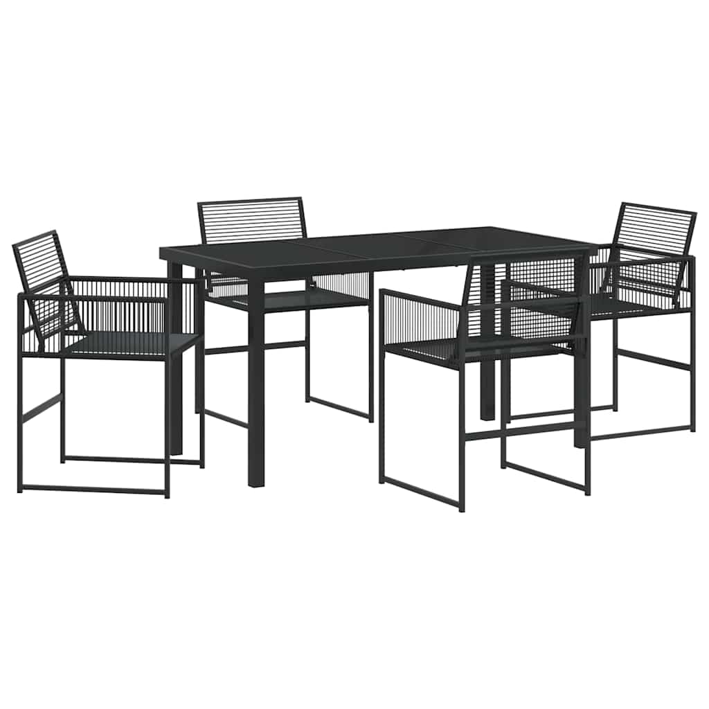 vidaXL Garden Dining Set 5 pcs Black Poly Rattan