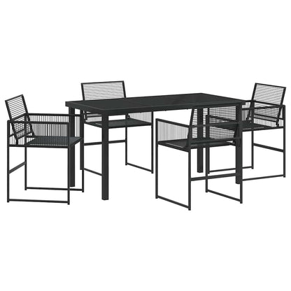 vidaXL Garden Dining Set 5 pcs Black Poly Rattan