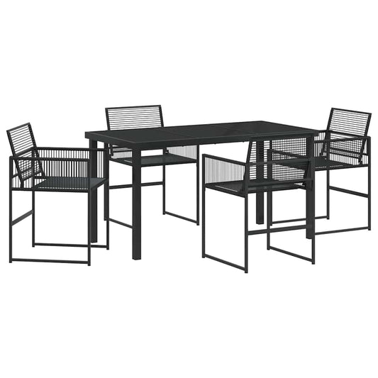 vidaXL Garden Dining Set 5 pcs Black Poly Rattan