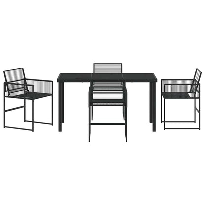 vidaXL Garden Dining Set 5 pcs Black Poly Rattan