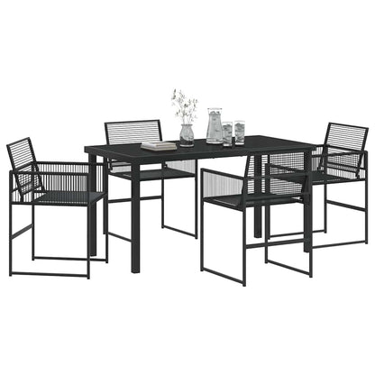 vidaXL Garden Dining Set 5 pcs Black Poly Rattan