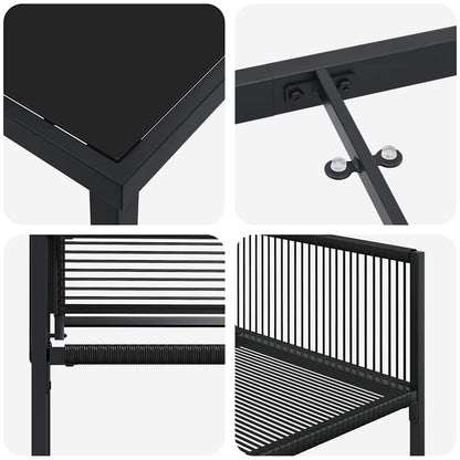 vidaXL Garden Dining Set 5 pcs Black Poly Rattan