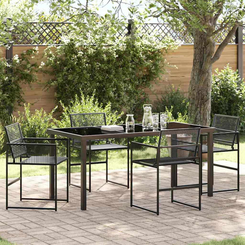 vidaXL Garden Dining Set 5 pcs Black Poly Rattan