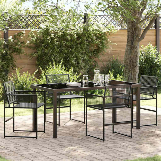 vidaXL Garden Dining Set 5 pcs Black Poly Rattan