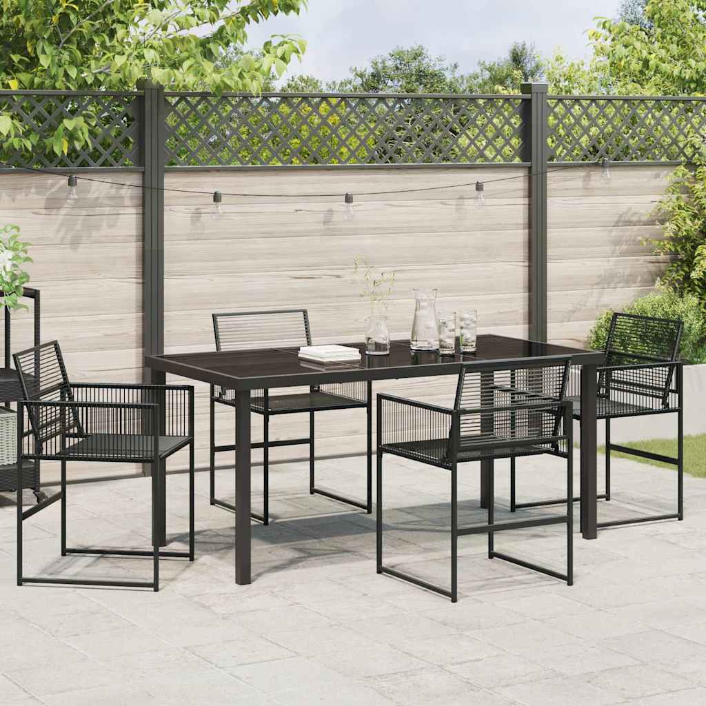 vidaXL Garden Dining Set 5 pcs Black Poly Rattan