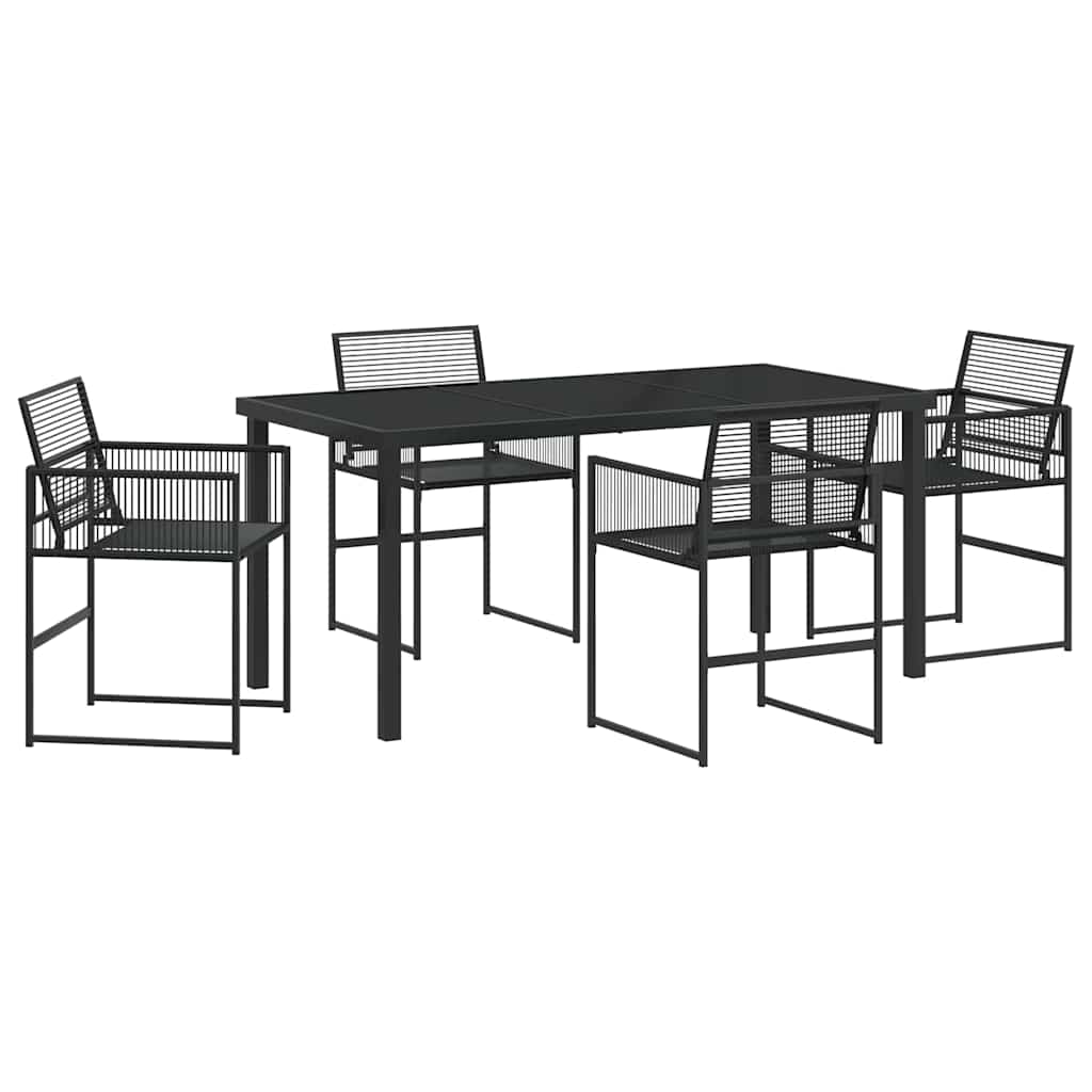 vidaXL Garden Dining Set 5 pcs Black Poly Rattan