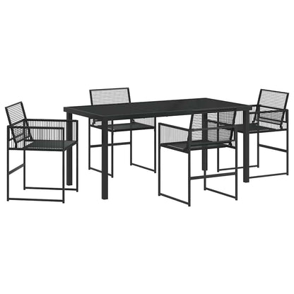 vidaXL Garden Dining Set 5 pcs Black Poly Rattan