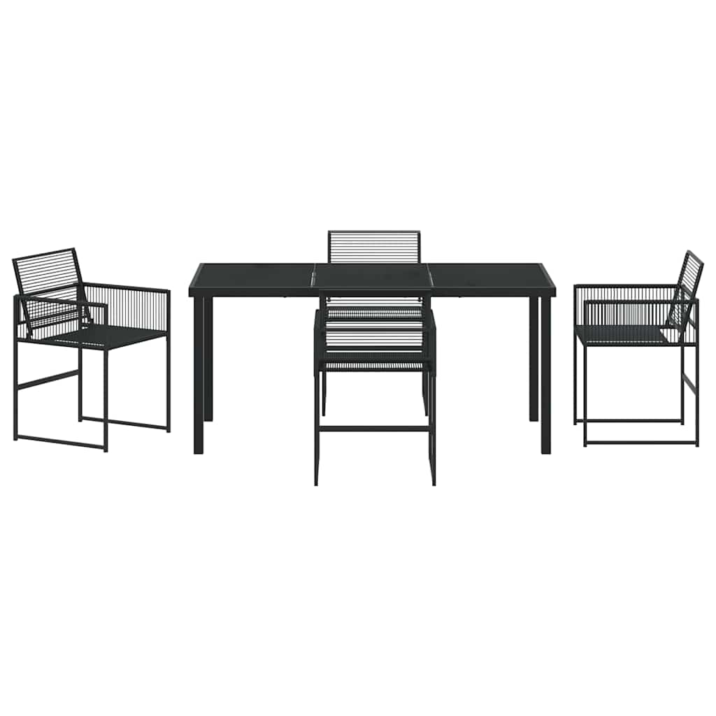 vidaXL Garden Dining Set 5 pcs Black Poly Rattan
