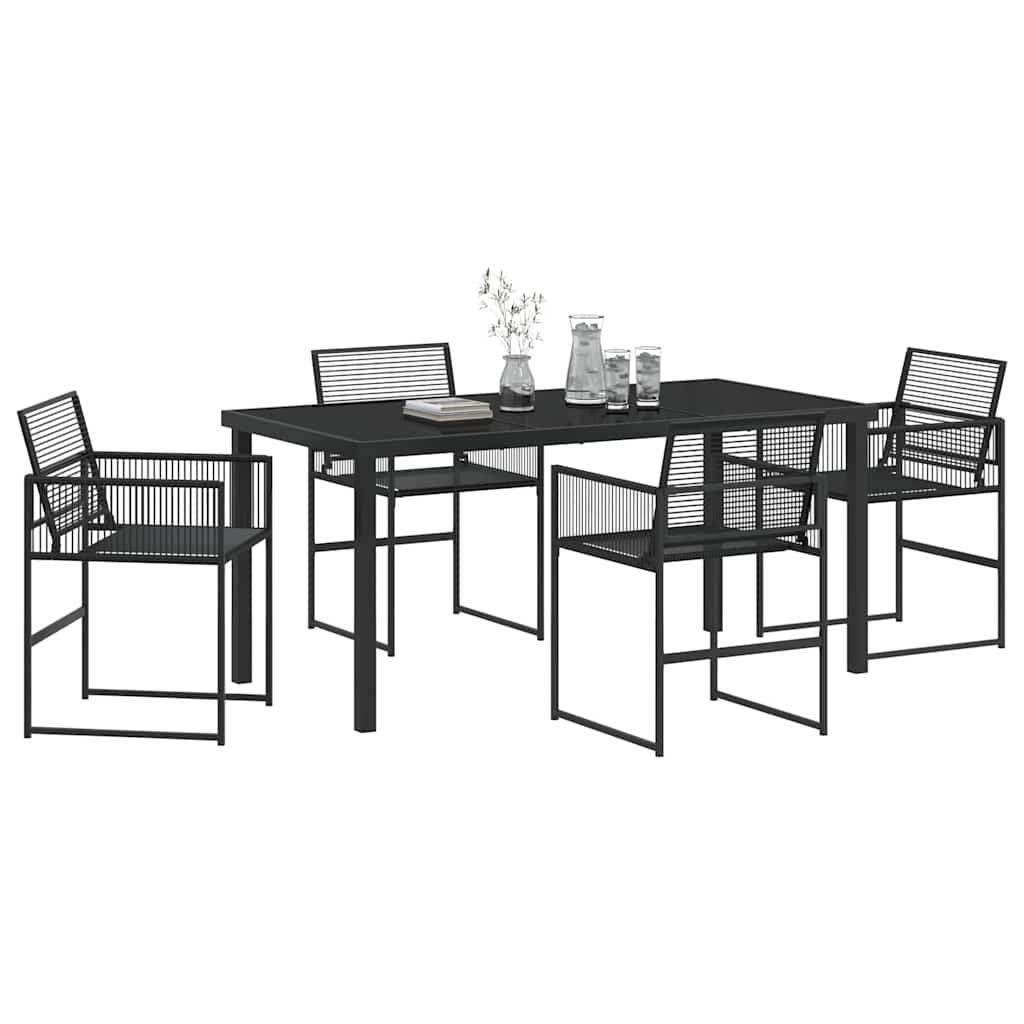 vidaXL Garden Dining Set 5 pcs Black Poly Rattan