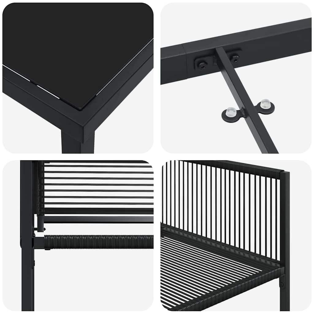 vidaXL Garden Dining Set 9 pcs Black Poly Rattan