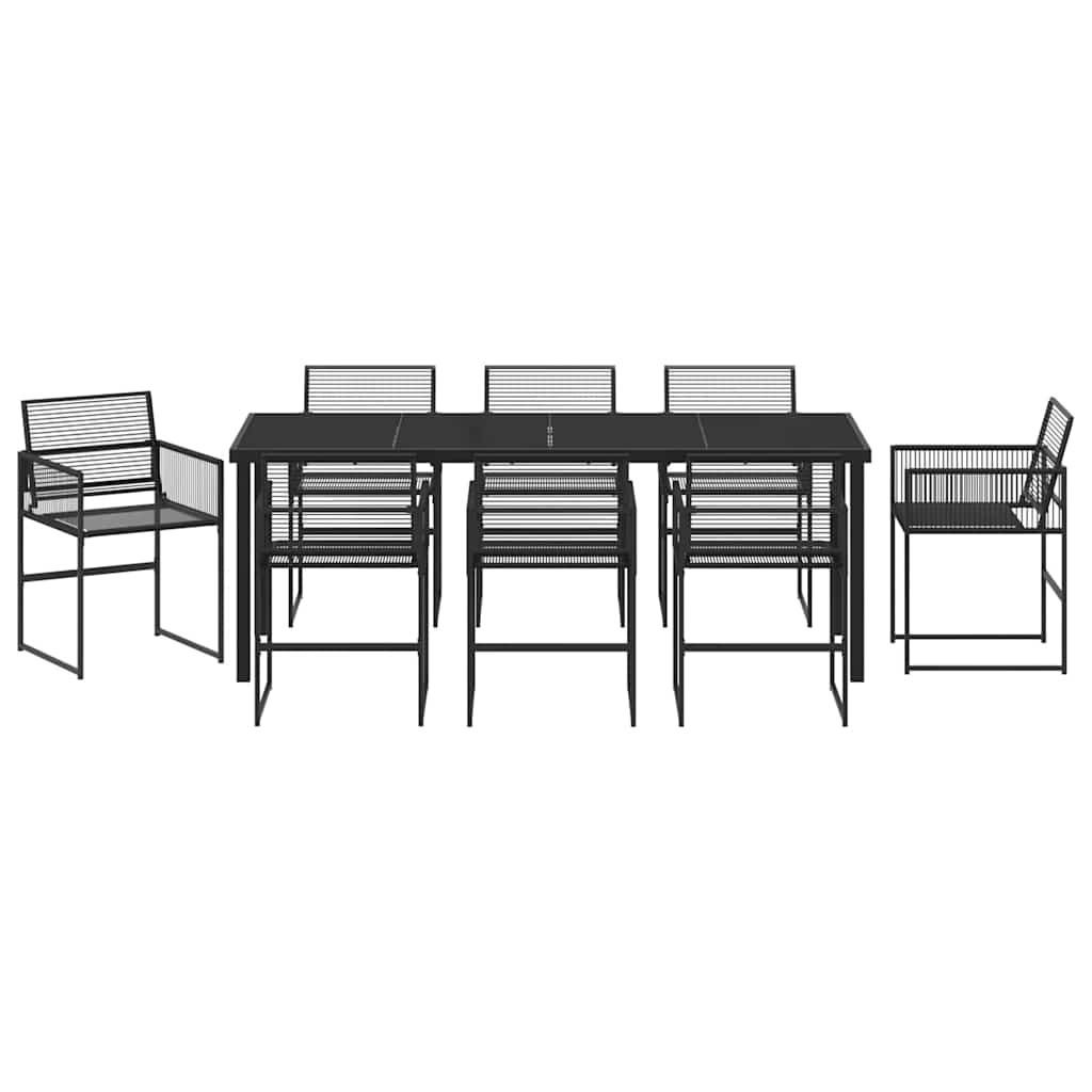 vidaXL Garden Dining Set 9 pcs Black Poly Rattan
