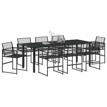 vidaXL Garden Dining Set 9 pcs Black Poly Rattan