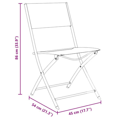 vidaXL Garden Dining Set Folding 3 pcs Black Powder-Coated Steel