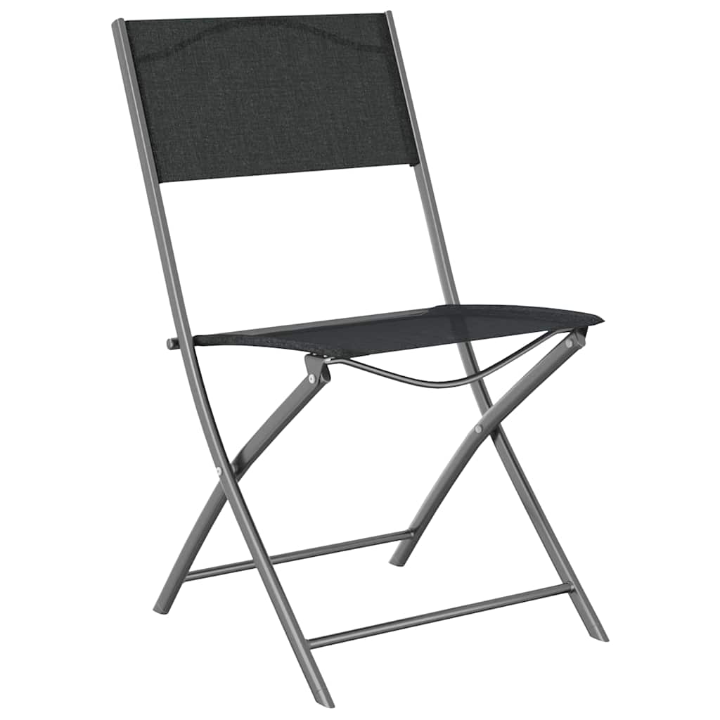 vidaXL Garden Dining Set Folding 9 pcs Black Powder-Coated Steel