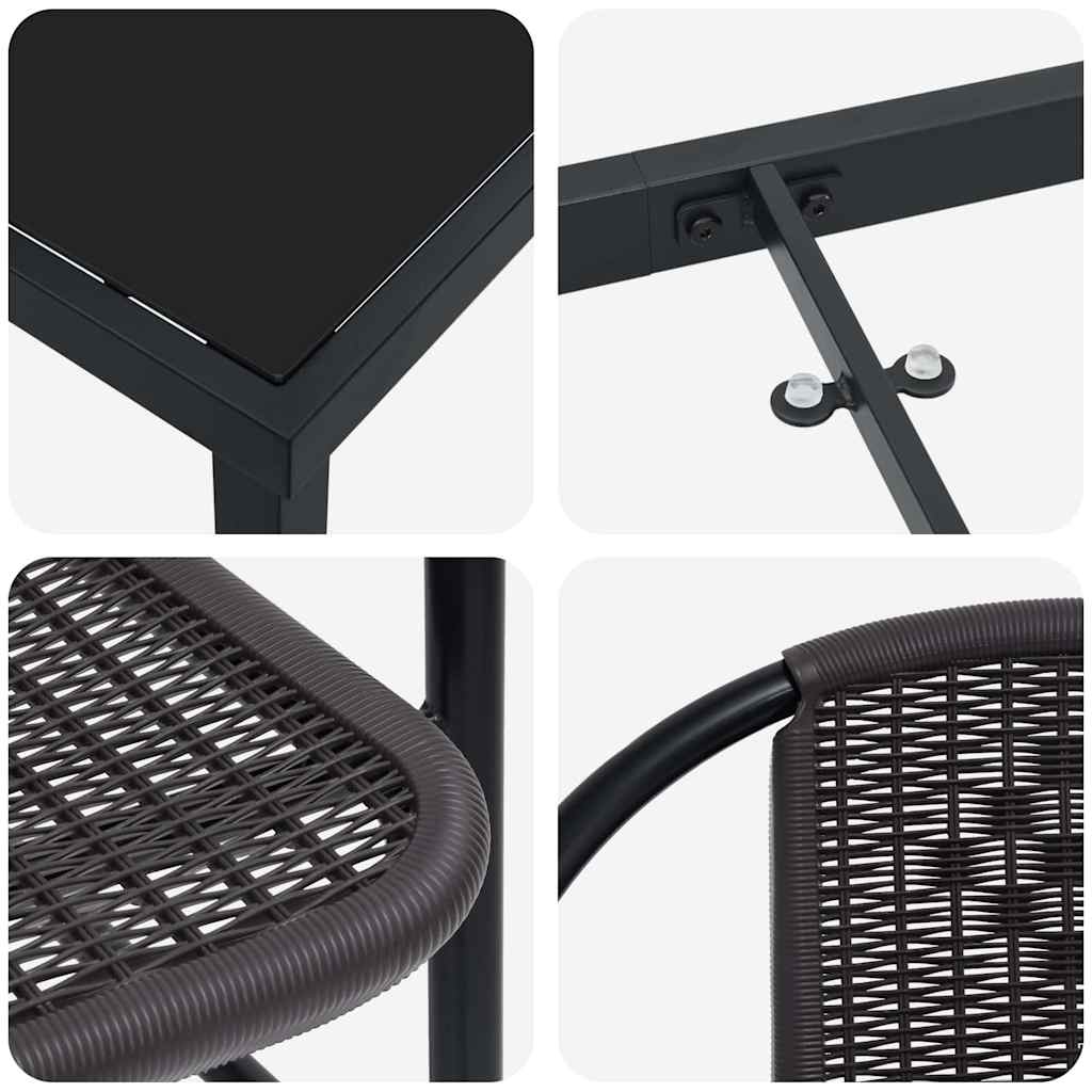vidaXL Garden Dining Set 3 pcs Black Powder-Coated Steel