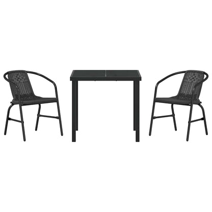 vidaXL Garden Dining Set 3 pcs Black Powder-Coated Steel
