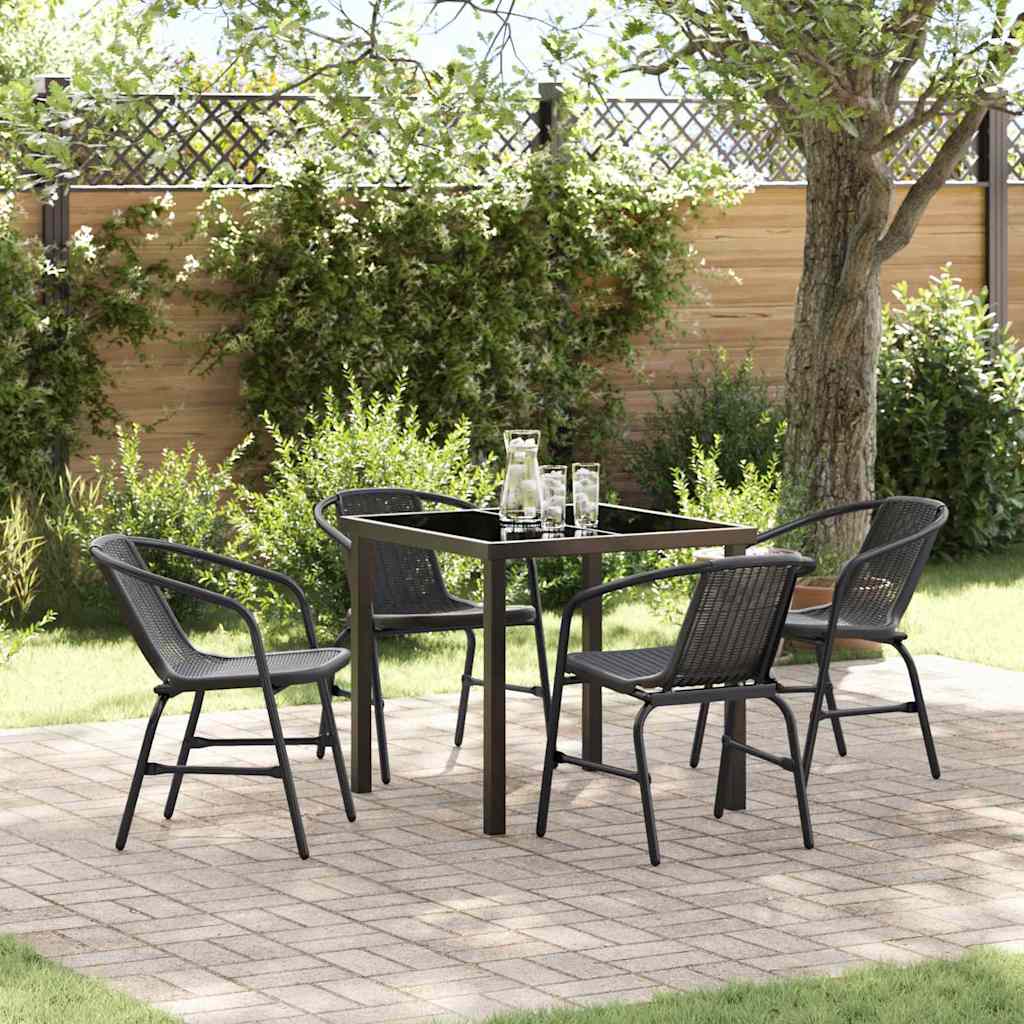 vidaXL Garden Dining Set 5 pcs Black Powder-Coated Steel