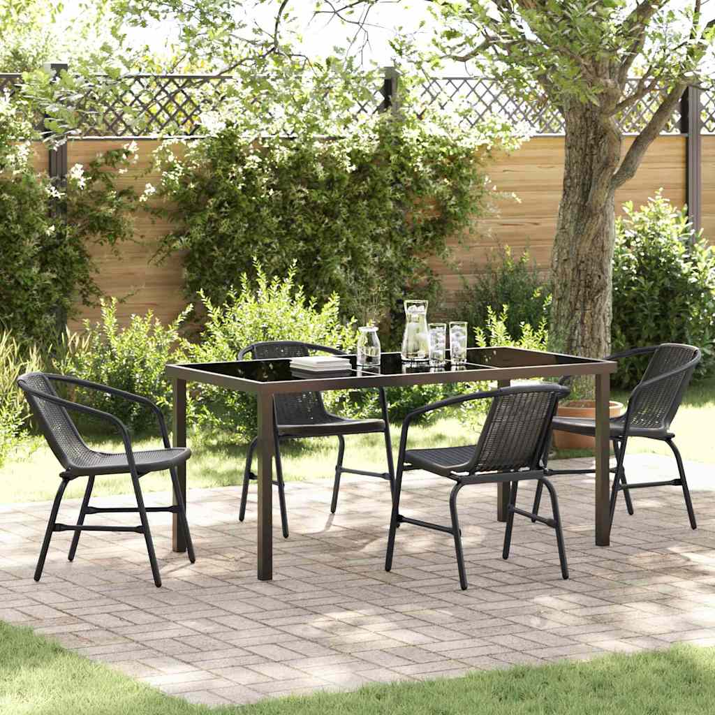 vidaXL Garden Dining Set 5 pcs Black Powder-Coated Steel