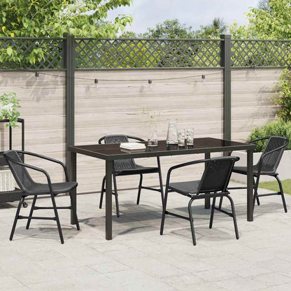 vidaXL Garden Dining Set 5 pcs Black Powder-Coated Steel