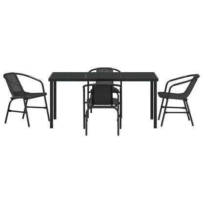 vidaXL Garden Dining Set 5 pcs Black Powder-Coated Steel