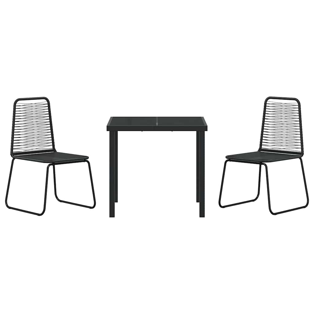 vidaXL Garden Dining Set 3 pcs Black Powder-Coated Steel