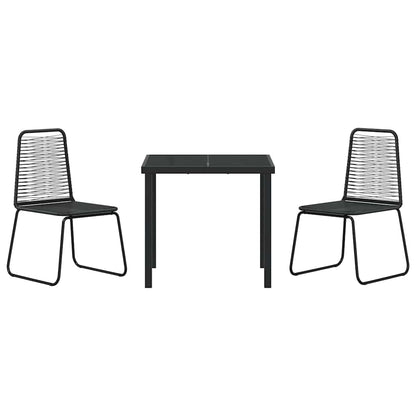 vidaXL Garden Dining Set 3 pcs Black Powder-Coated Steel