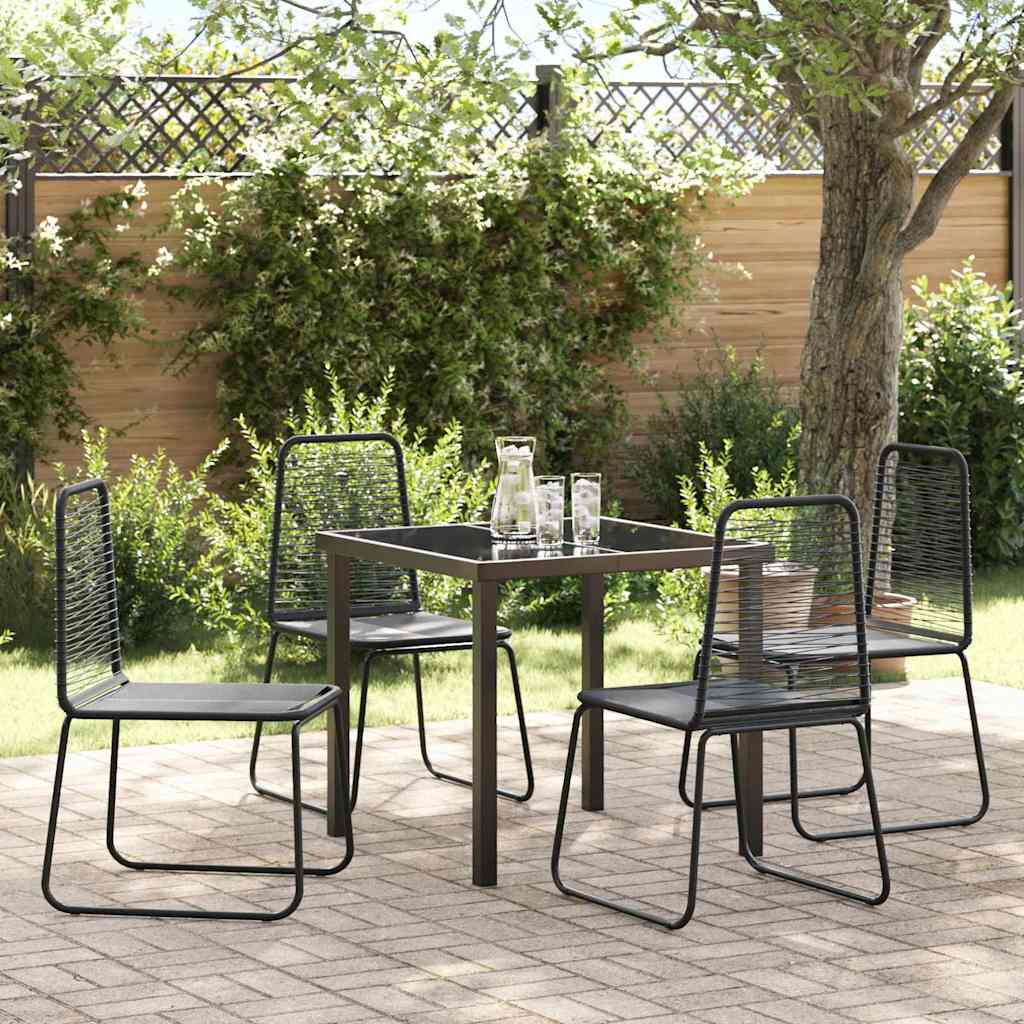vidaXL Garden Dining Set 5 pcs Black Powder-Coated Steel