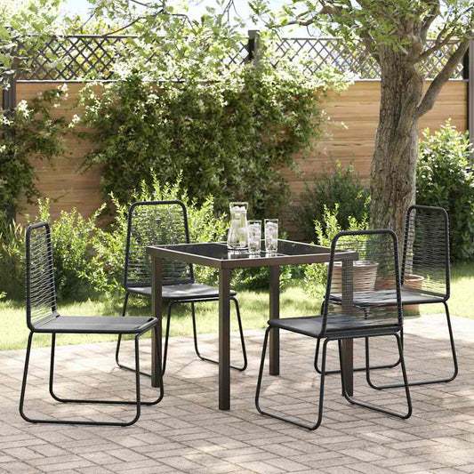 vidaXL Garden Dining Set 5 pcs Black Powder-Coated Steel