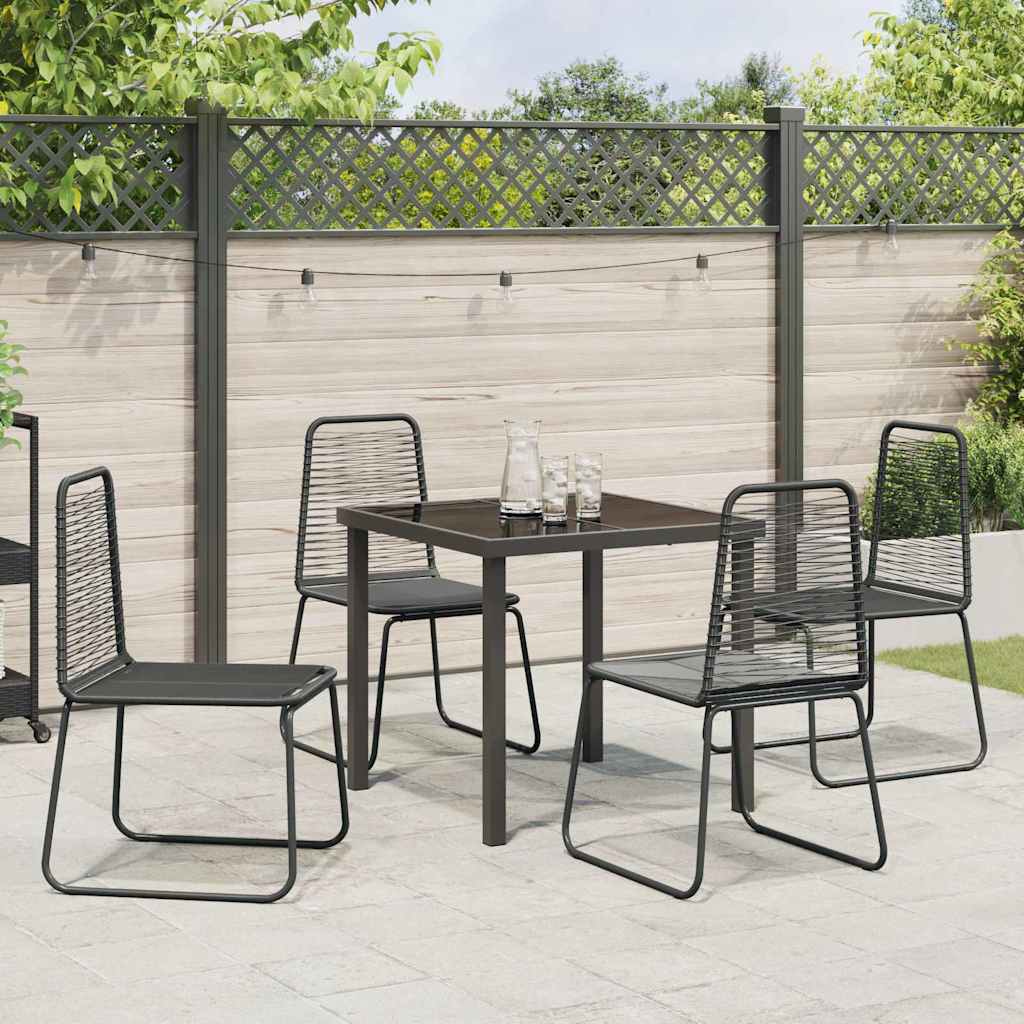 vidaXL Garden Dining Set 5 pcs Black Powder-Coated Steel