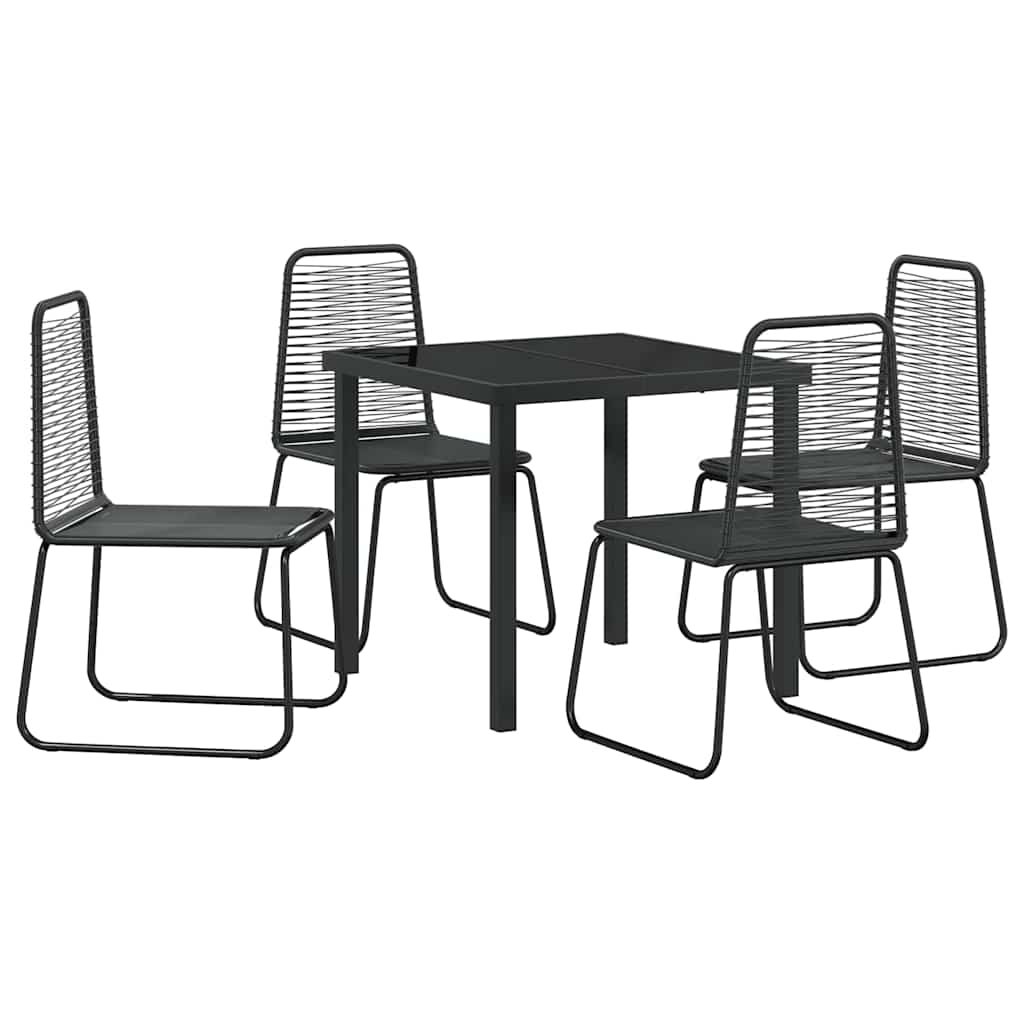 vidaXL Garden Dining Set 5 pcs Black Powder-Coated Steel